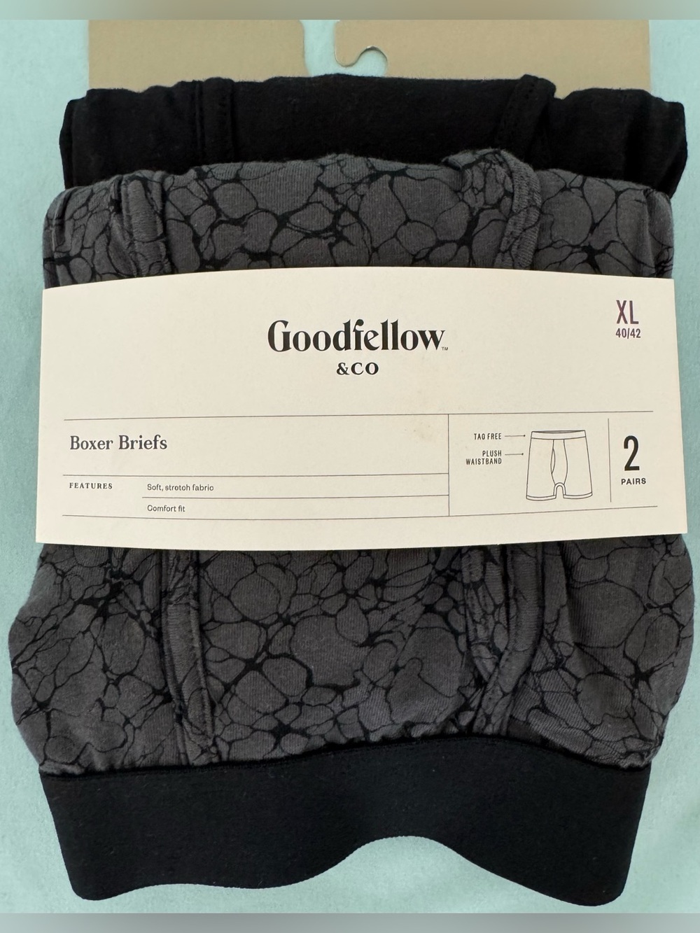 Men’s Goodfellow & Co Boxer Briefs - Black and Charcoal Pattern (2 Pack)